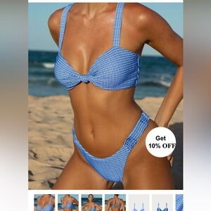 Berlook Blue Textured Stripe Bikini Set